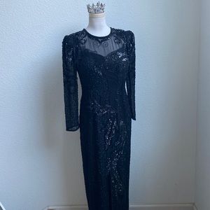 Amazing Black Full Length Beaded Dress